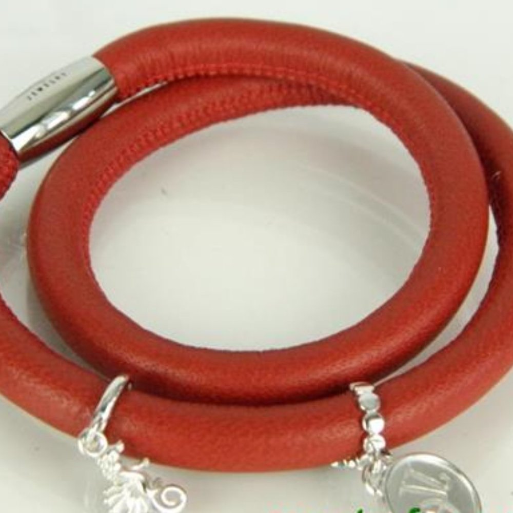 ENDLESS Red Double Wrap Sterling 2 Charm Bracelet